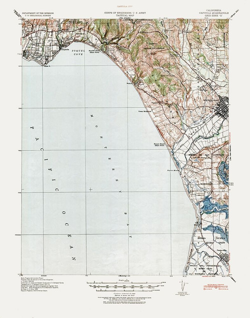 Capitola California Quad - USGS 1940 Poster Print by USGS USGS # CACA0009
