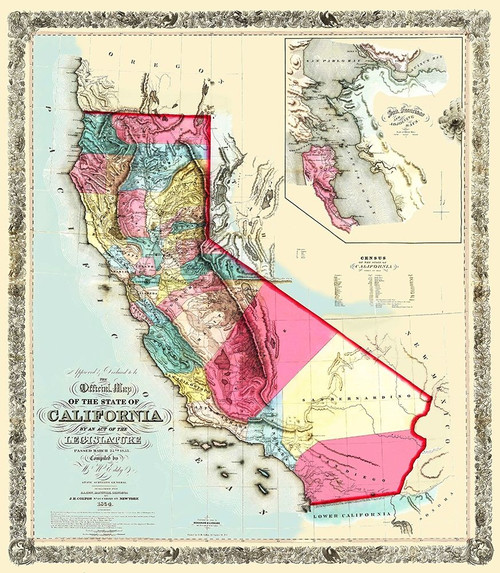 California - Eddy 1854 Poster Print by Eddy Eddy # CACA0012