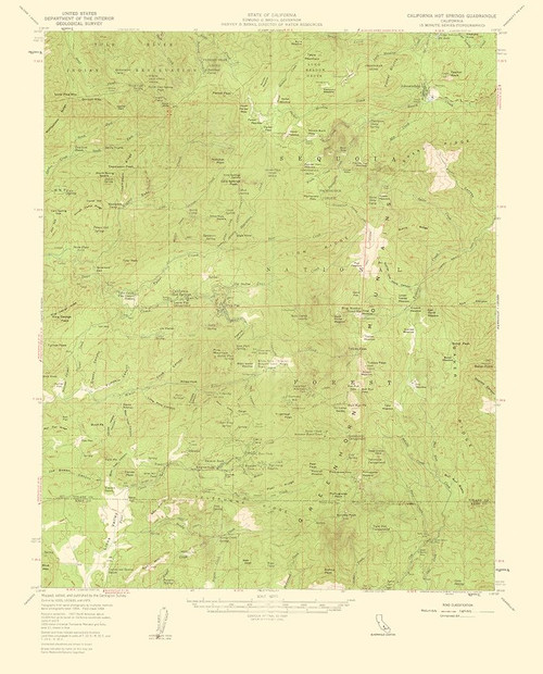Hot Springs California Quad - USGS 1959 Poster Print by USGS USGS # CACA0017