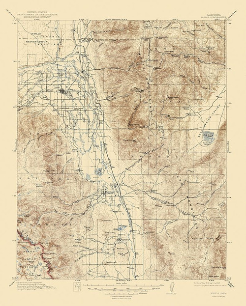 Bishop California Quad - USGS 1913 Poster Print by USGS USGS # CABI0003