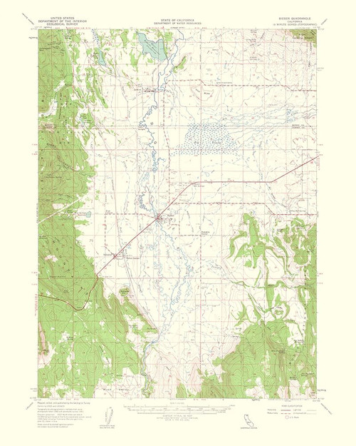 Bieber California Quad - USGS 1963 Poster Print by USGS USGS # CABI0004