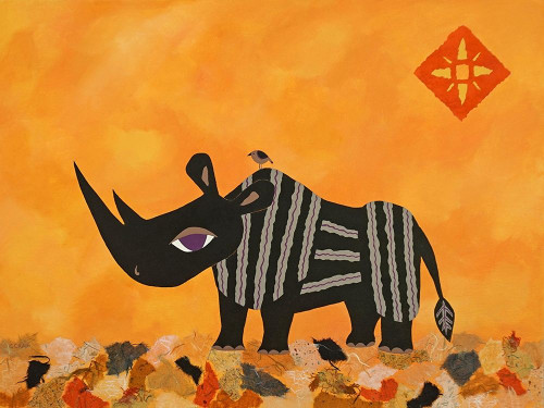 Rhino with Summer Sky Poster Print by Casey Craig # C1269D