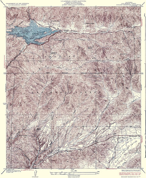 Bouquet Reservoir California Quad - USGS 1937 Poster Print by USGS USGS # CABO0002