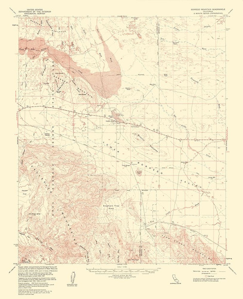 Borrego Mountain California Quad - USGS 1961 Poster Print by USGS USGS # CABO0008