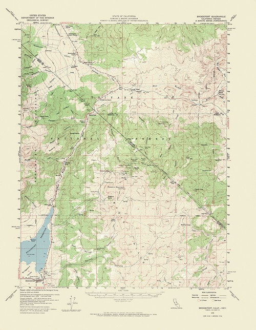 Bridgeport California Nevada Quad - USGS 1958 Poster Print by USGS USGS # CABR0002