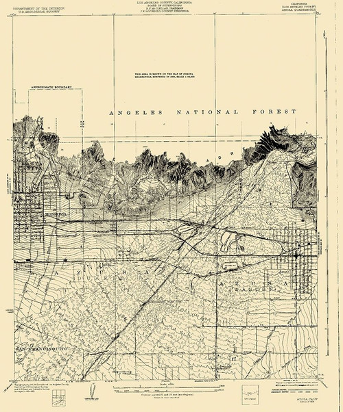 Azusa California Quad - USGS 1928 Poster Print by USGS USGS # CAAZ0001