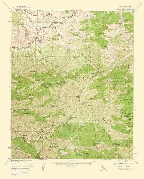 Acton California Quad - USGS 1961 Poster Print by USGS USGS # CAAC0002