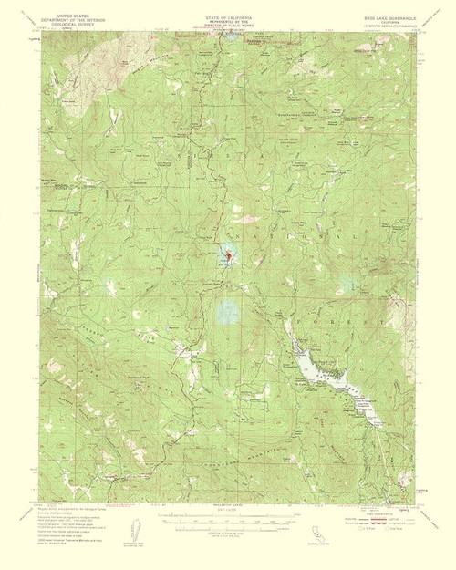 Bass Lake California Quad - USGS 1959 Poster Print by USGS USGS # CABA0008