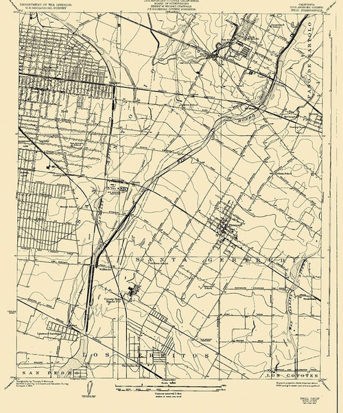 Bell California Quad - USGS 1925 Poster Print by USGS USGS # CABE0001