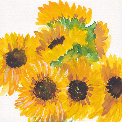 Close Sunflower Bouquet Poster Print by Beverly Dyer # BDSQ075