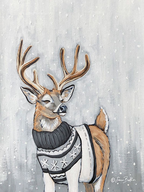 Stag in Sweater Poster Print by Sara Baker # BAKE188
