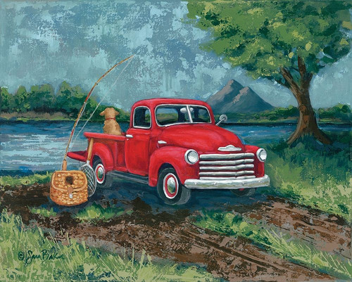 Red Truck Fishing Buddy Poster Print by Sara Baker # BAKE120