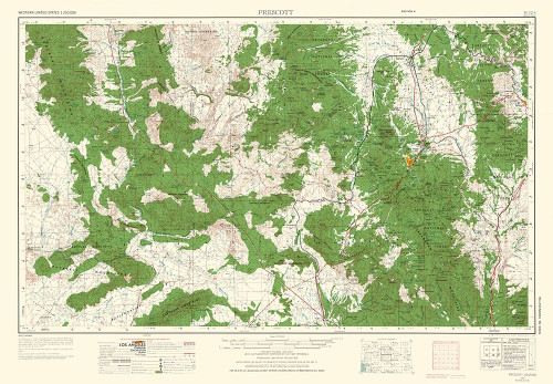 Prescott Arizona Quad - USGS 1954 Poster Print by USGS USGS # AZPR0003