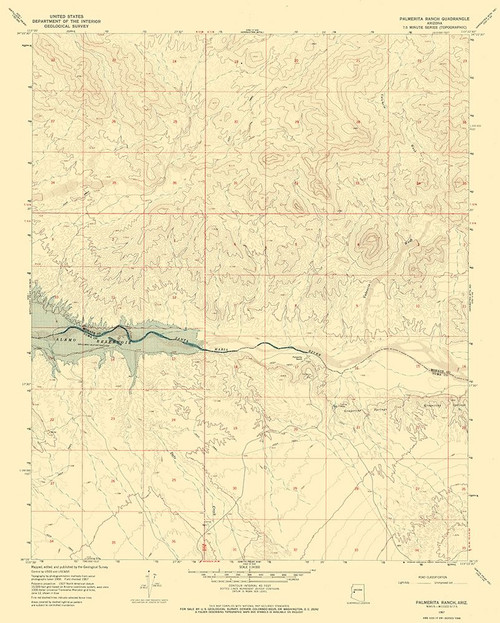 Palmerita Ranch Arizona Quad - USGS 1967 Poster Print by USGS USGS # AZPR0002