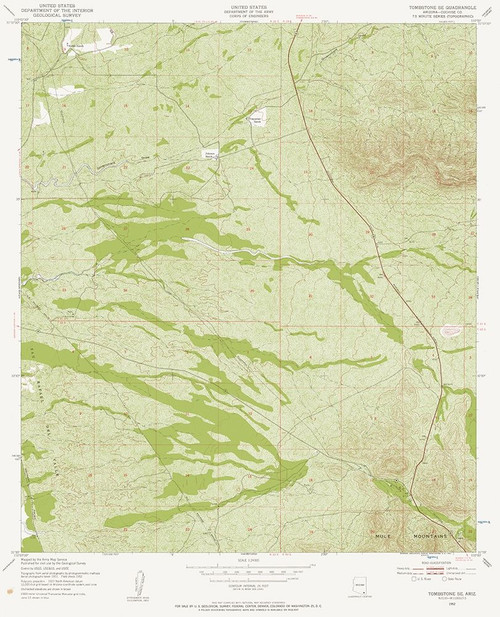 South East Tombstone Arizona Quad - USGS 1952 Poster Print by USGS USGS # AZTO0001