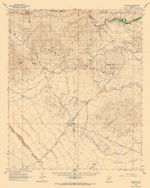 Swansea Arizona Quad - USGS 1966 Poster Print by USGS USGS # AZSW0001