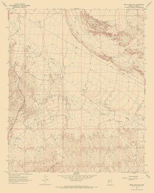 North West Smith Creek Arizona Quad - USGS 1967 Poster Print by USGS USGS # AZSC0002