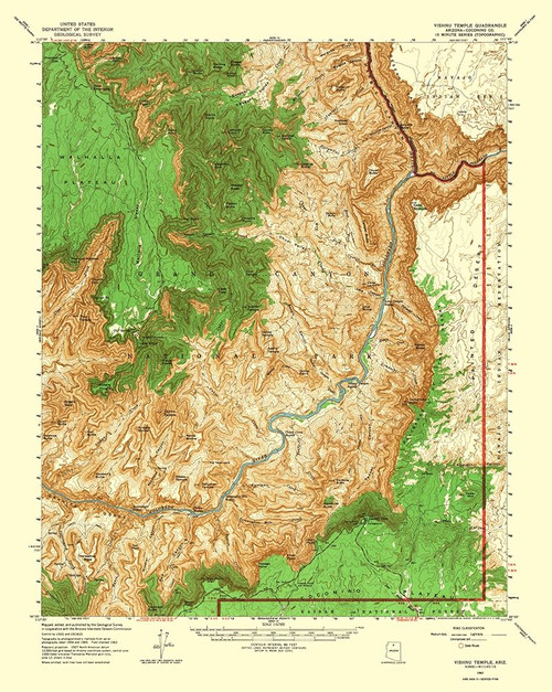 Vishnu Temple Arizona Quad - USGS 1962 Poster Print by USGS USGS # AZVI0001