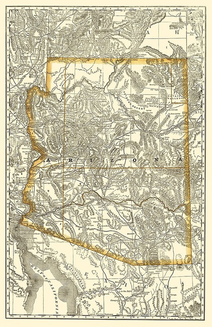 Arizona - Rand McNally 1876 Poster Print by Rand McNally Rand McNally # AZZZ0021