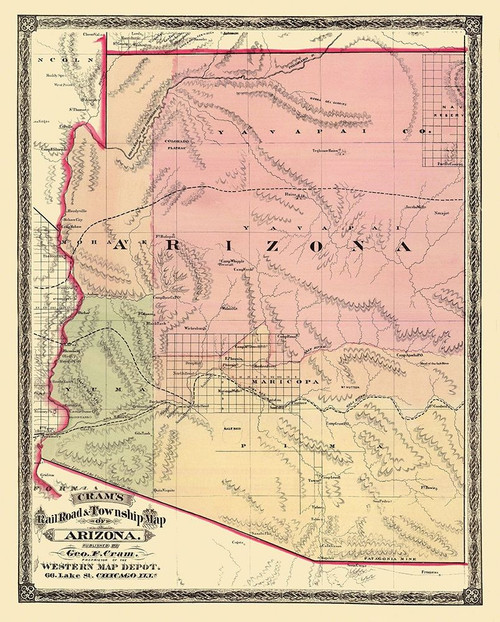 Arizona - Cram 1875 Poster Print by Cram Cram # AZZZ0002