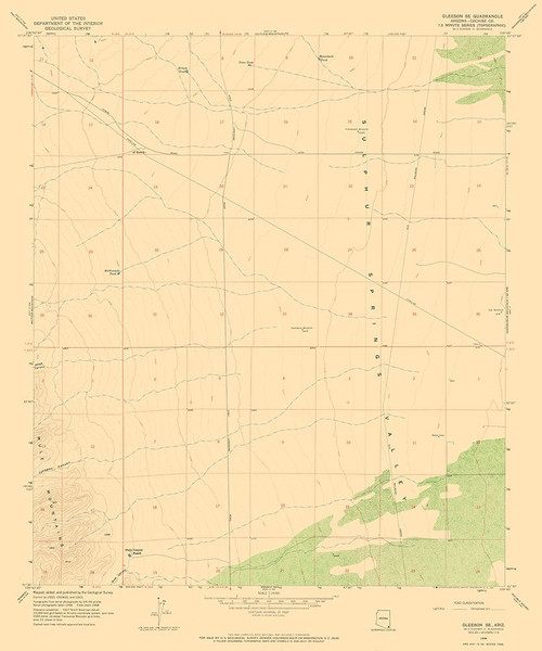 South East Gleeson Arizona Quad - USGS 1958 Poster Print by USGS USGS # AZGL0001