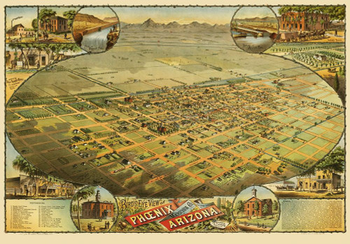 Phoenix Arizona - Schmidt 1885 Poster Print by Schmidt Schmidt # AZPH0002