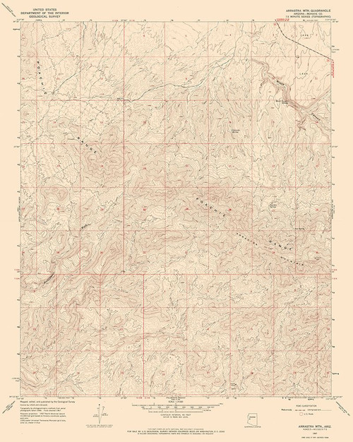 Arrastra Mountains Arizona Quad - USGS 1967 Poster Print by USGS USGS # AZAM0003