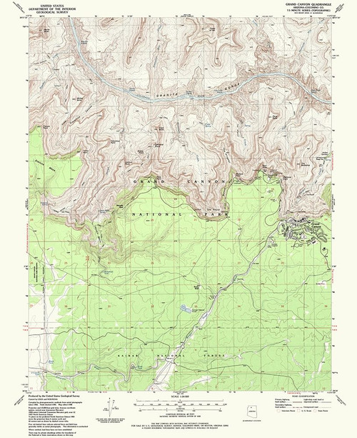 Grand Canyon Arizona Quad - USGS 1988 Poster Print by USGS USGS # AZGR0021