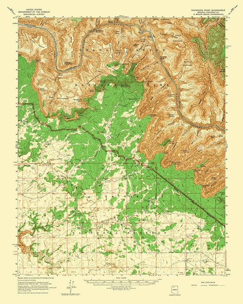Havasupai Point Arizona Quad - USGS 1962 Poster Print by USGS USGS # AZHA0001