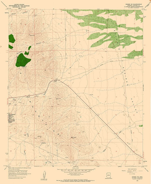 North East Bisbee Arizona Quad - USGS 1958 Poster Print by USGS USGS # AZBI0001
