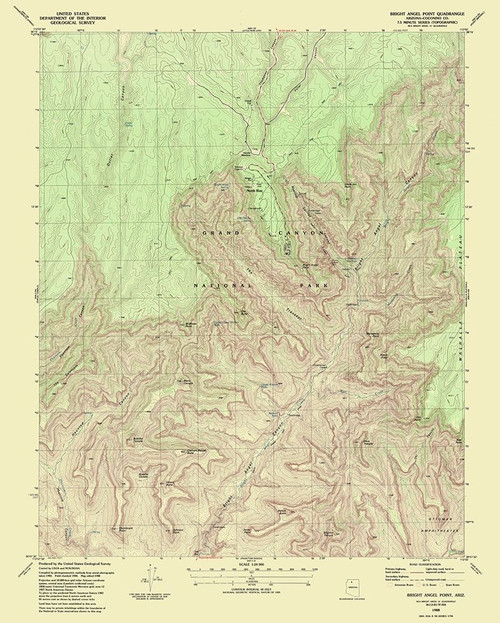 Bright Angel Point Arizona Quad - USGS 1988 Poster Print by USGS USGS # AZBR0001