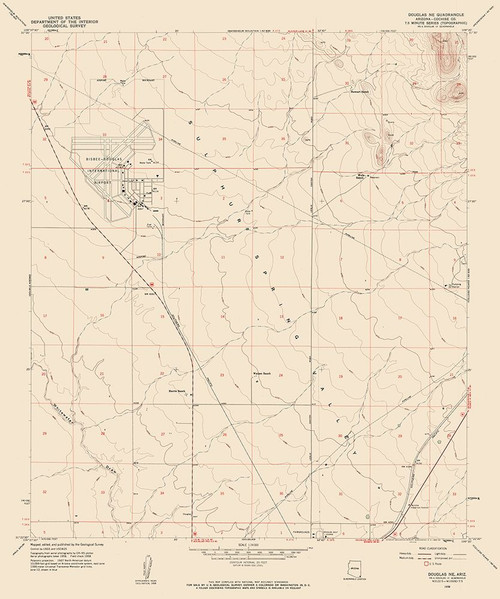 North East Douglas Arizona Quad - USGS 1958 Poster Print by USGS USGS # AZDO0001