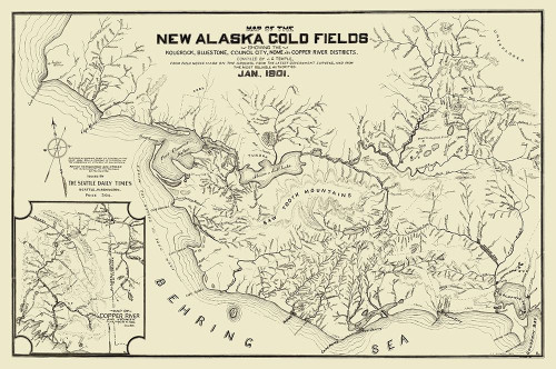 New Alaska Gold Fields - Temple 1901 Poster Print by Temple Temple # AKZZ0056