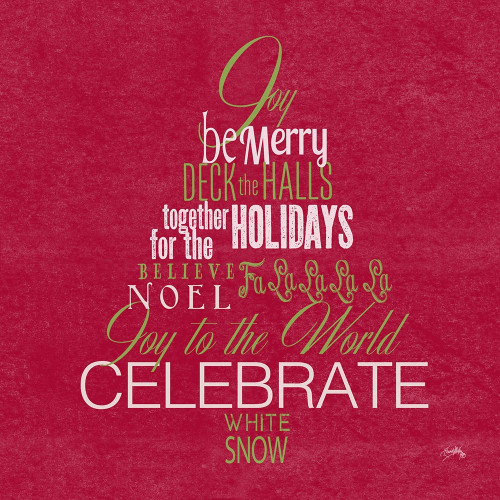 Holiday Fun Typography on Red I Poster Print by Elizabeth Medley # 9623RA