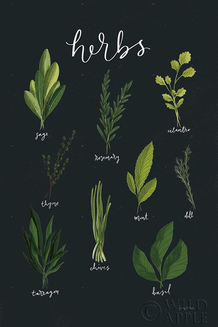 Herbs I Black Poster Print by Becky Thorns # 64682