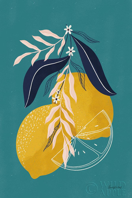 Lemons II Blue Poster Print by Becky Thorns # 64705