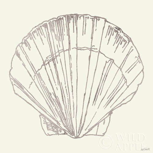 Coastal Breeze Shell Sketches V Silver Poster Print by Anne Tavoletti # 63509