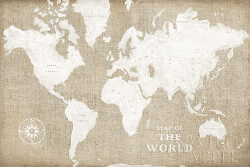 Burlap World Map I Poster Print by Sue Schlabach # 63160 Burlap World Map I Poster Print by Sue Schlabach # 63160