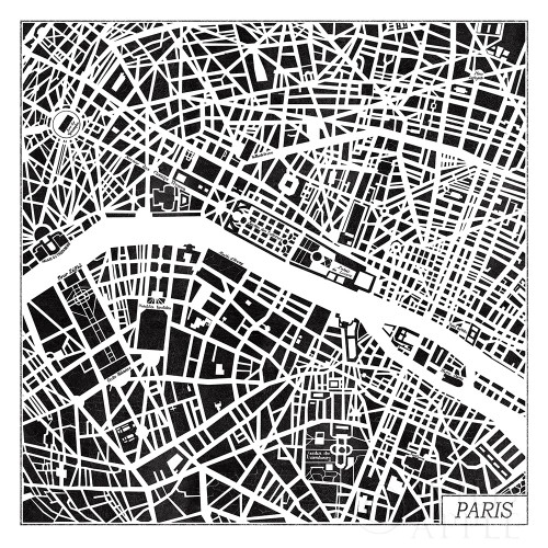 Paris Map Black Poster Print by Laura Marshall # 60391