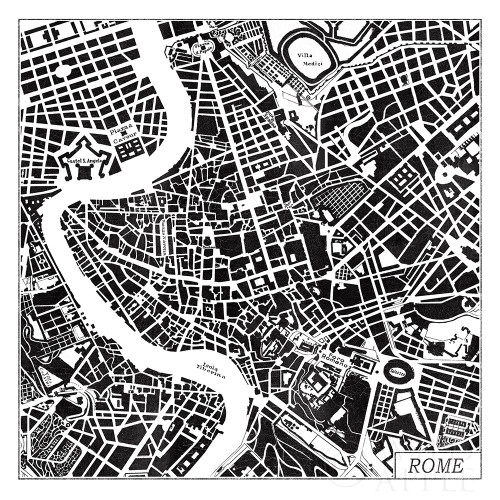 Rome Map Black Poster Print by Laura Marshall # 60393