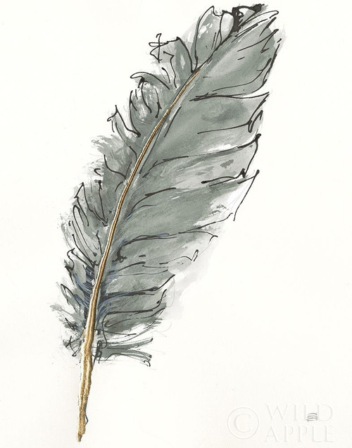Gold Feathers VII Green Poster Print by Chris Paschke # 60382
