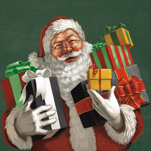 Holiday Santa IV Dark Green Poster Print by Janelle Penner # 59683