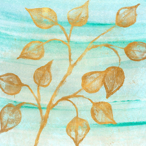 Gold Moment of Nature on Teal I Poster Print by Michael Marcon # 5813C