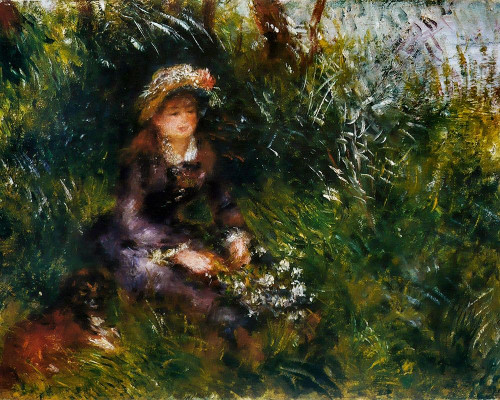 Madame Renoir with the dog Poster Print by Pierre-Auguste Renoir # 57346