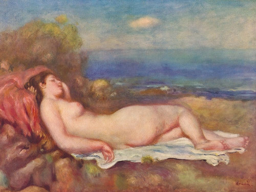 Sleeping by the sea Poster Print by Pierre-Auguste Renoir # 57334
