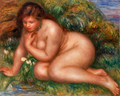 Bather Gazing at Herself in the Water 1910 Poster Print by Pierre-Auguste Renoir # 57218