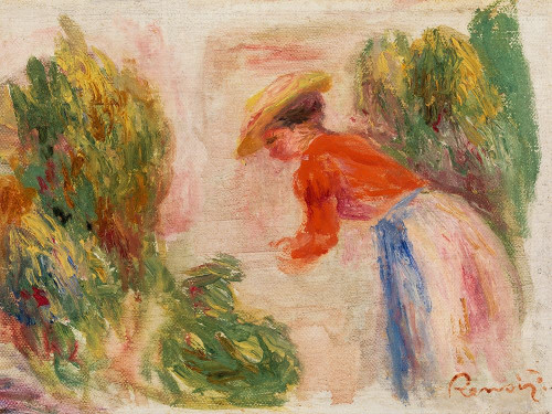 Woman Gathering Flowers 1910 Poster Print by Pierre-Auguste Renoir # 57181