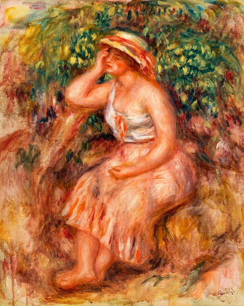 Woman Daydreaming 1913 Poster Print by Pierre-Auguste Renoir # 57184