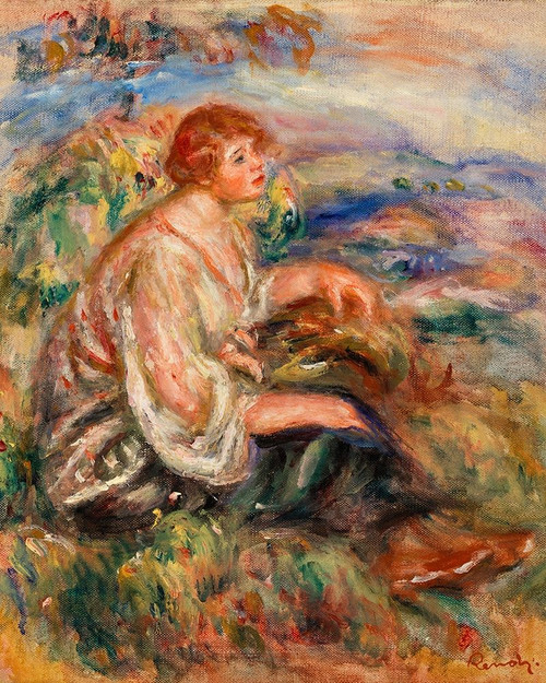 Woman in Tulle Blouse and Black Skirt 1917 Poster Print by Pierre-Auguste Renoir # 57171
