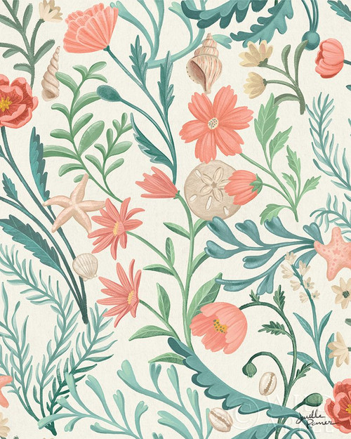 Seaside Botanical Pattern IA Poster Print by Janelle Penner # 57018